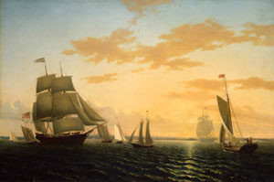 William Bradford painting New Bedford harbor at Sunset