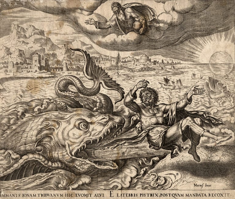 Caption: Marten-Jacobsz van Veen Heemskerk, Jonah and the Whale, c. 1566.

