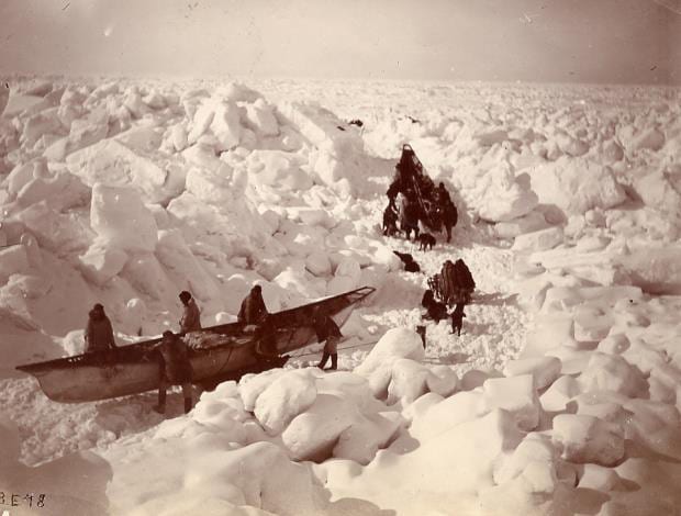 Going out on the ice for whales in April. Kennedy Collection.