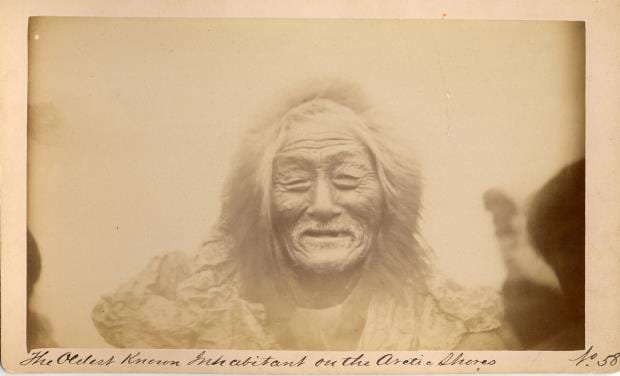 Kennedy Collection 1979.26.7 Kennedy Collection, Albumen Print Mounted: The oldest known inhabitant on the Arctic Shores