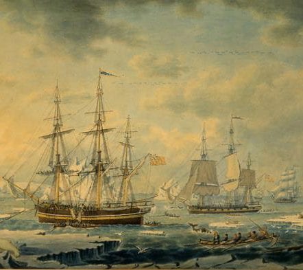 "Northern Whale Fishery," Oil on Canvas. John Ward. 1830.