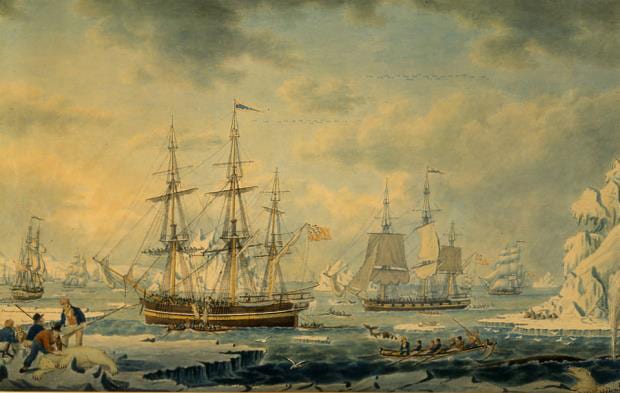 "Northern Whale Fishery," Oil on Canvas. John Ward. 1830.