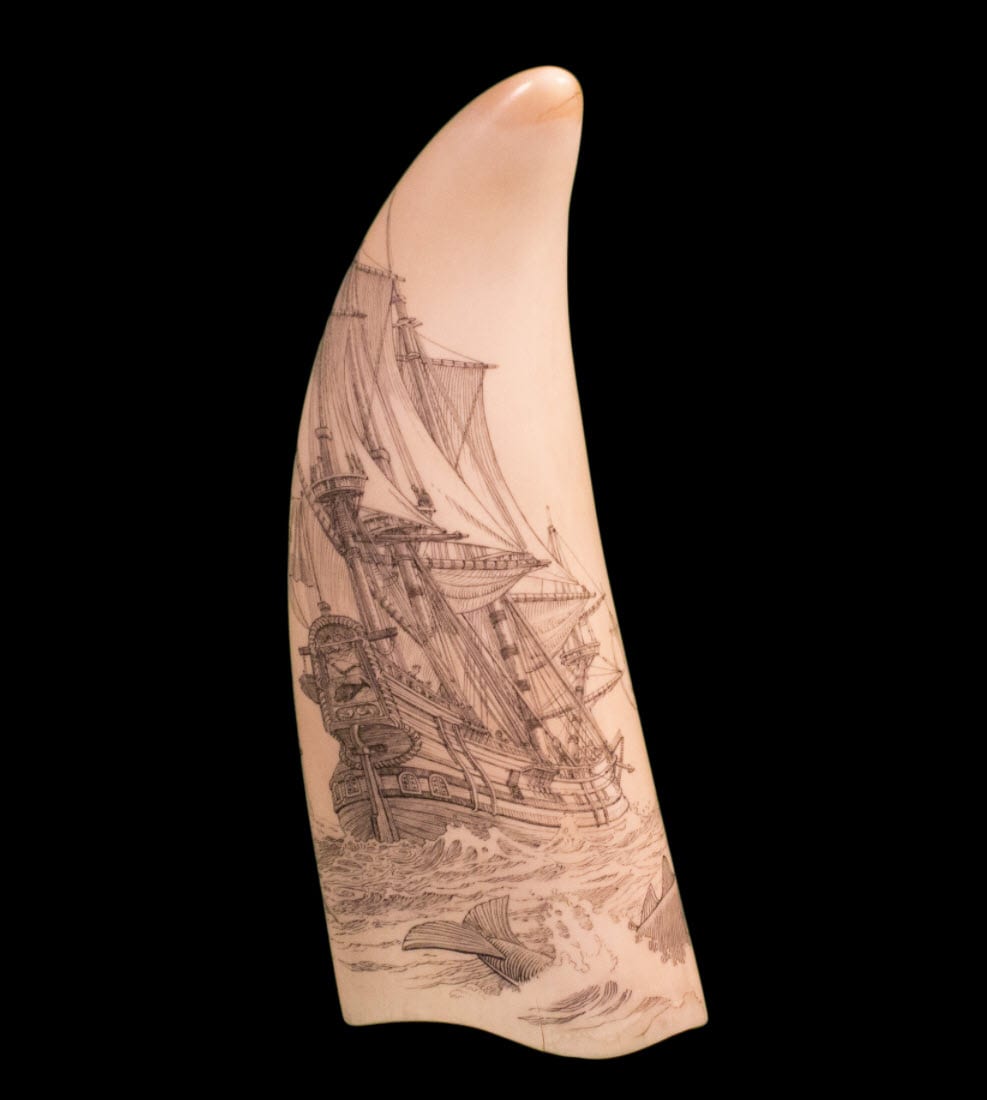 Scrimshaw Fluytschips and a Boat Going on a Whale