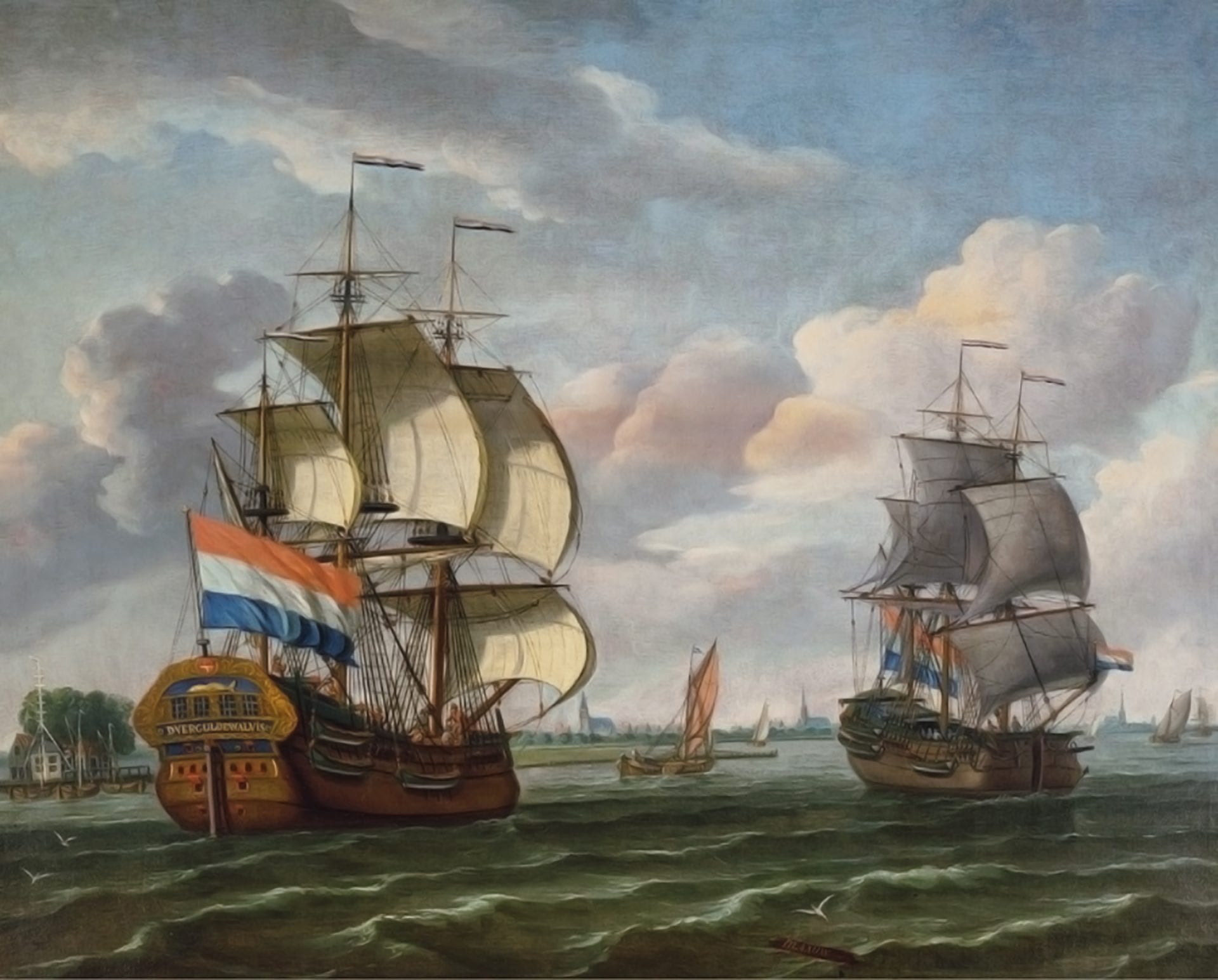 Whaleship D’Vergulde Walvis (“The Golden Whale”) Oil on canvas by Johanes de Blaauw.