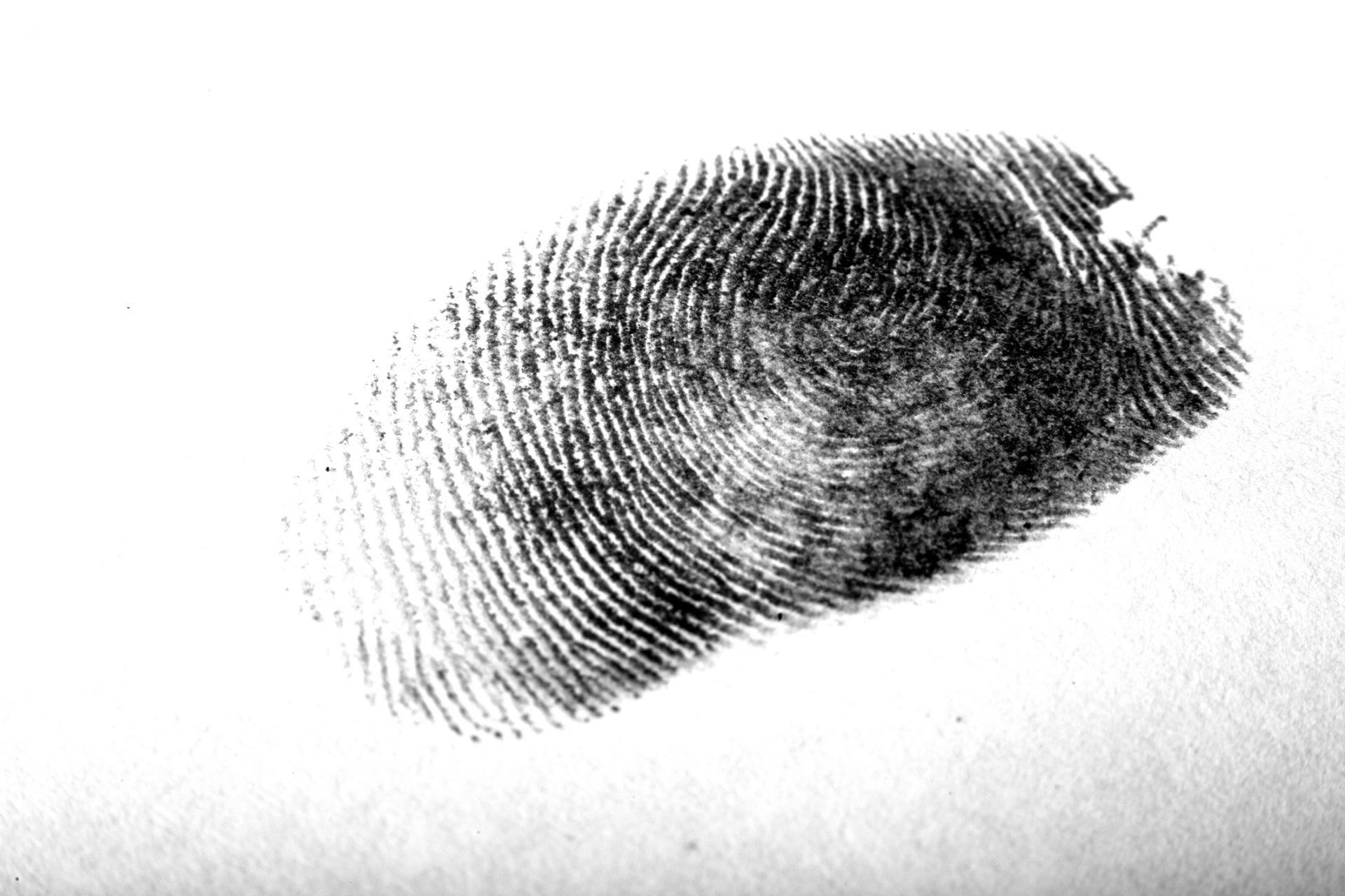 Black thumb print on white