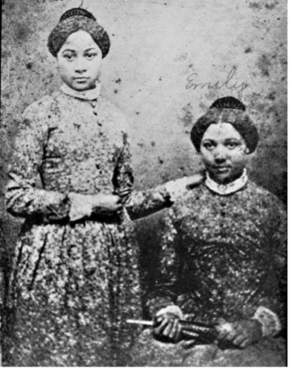 Sisters Mary and Emily Edmonson, two of 77 people captured while seeking freedom onboard the schooner Pearl, under command of Captain Daniel Drayton. At the time of the Pearl incident on April 15th, 1848, Mary (1832–1853) was 15-years old and Emily (1835–1895) was 13. Image courtesy of Loretta Blake.