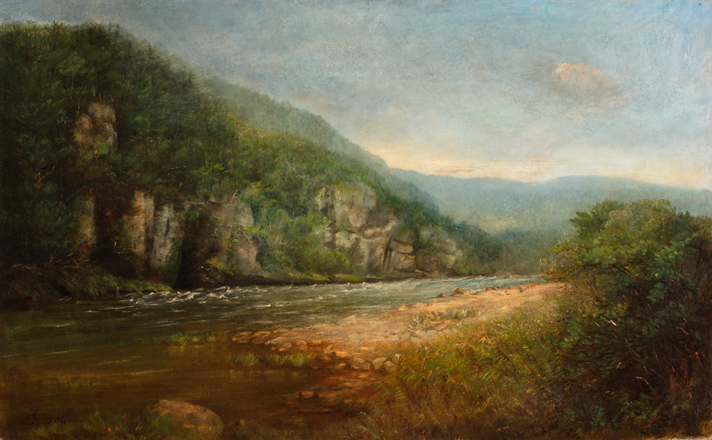 A painting of the Delaware River in Sparrowbush, Pennsylvania.