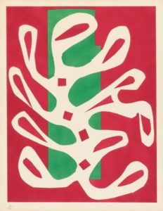 Lithographer: Unknown, After: Henri Matisse, French, 1869–1954, Algue blanche sur fond rouge et vert (White Seaweed on Red and Green Background), 1947. Color lithograph, sheet: 26 × 19 3/4 in., Yale University Art Gallery, 2008.19.438 Lithographer: Unknown, After: Henri Matisse, French, 1869–1954, Algue blanche sur fond rouge et vert (White Seaweed on Red and Green Background), 1947. Color lithograph, sheet: 26 × 19 3/4 in., Yale University Art Gallery, 2008.19.438